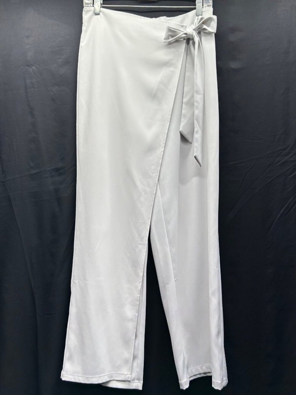 HALARA Flex High Waisted White Wide-Leg Pants Overlay Wrap Side Tie Women's M